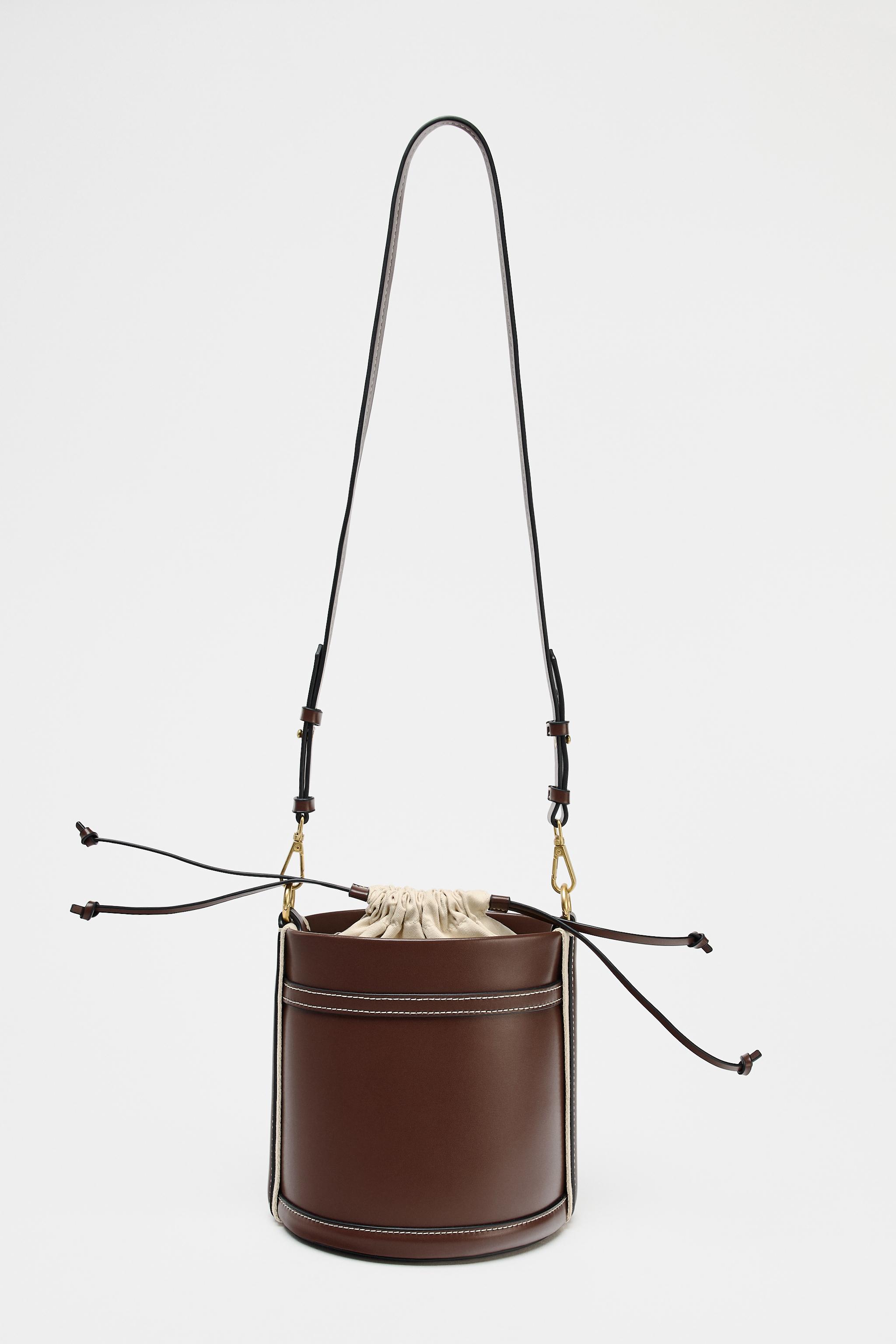 DOUBLE STRAP BUCKET BAG - Brown | ZARA United States