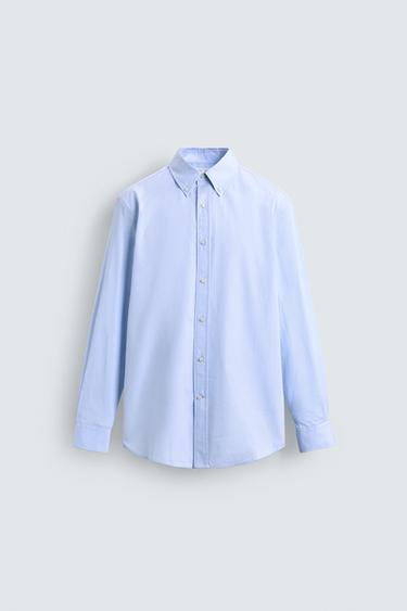 REGULAR FIT STRIPED SHIRT - White / Sky blue by Zara - Image 5