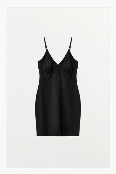 VESTIDO CORTO CON POLIAMIDA CREMALLERA - Negro de Zara