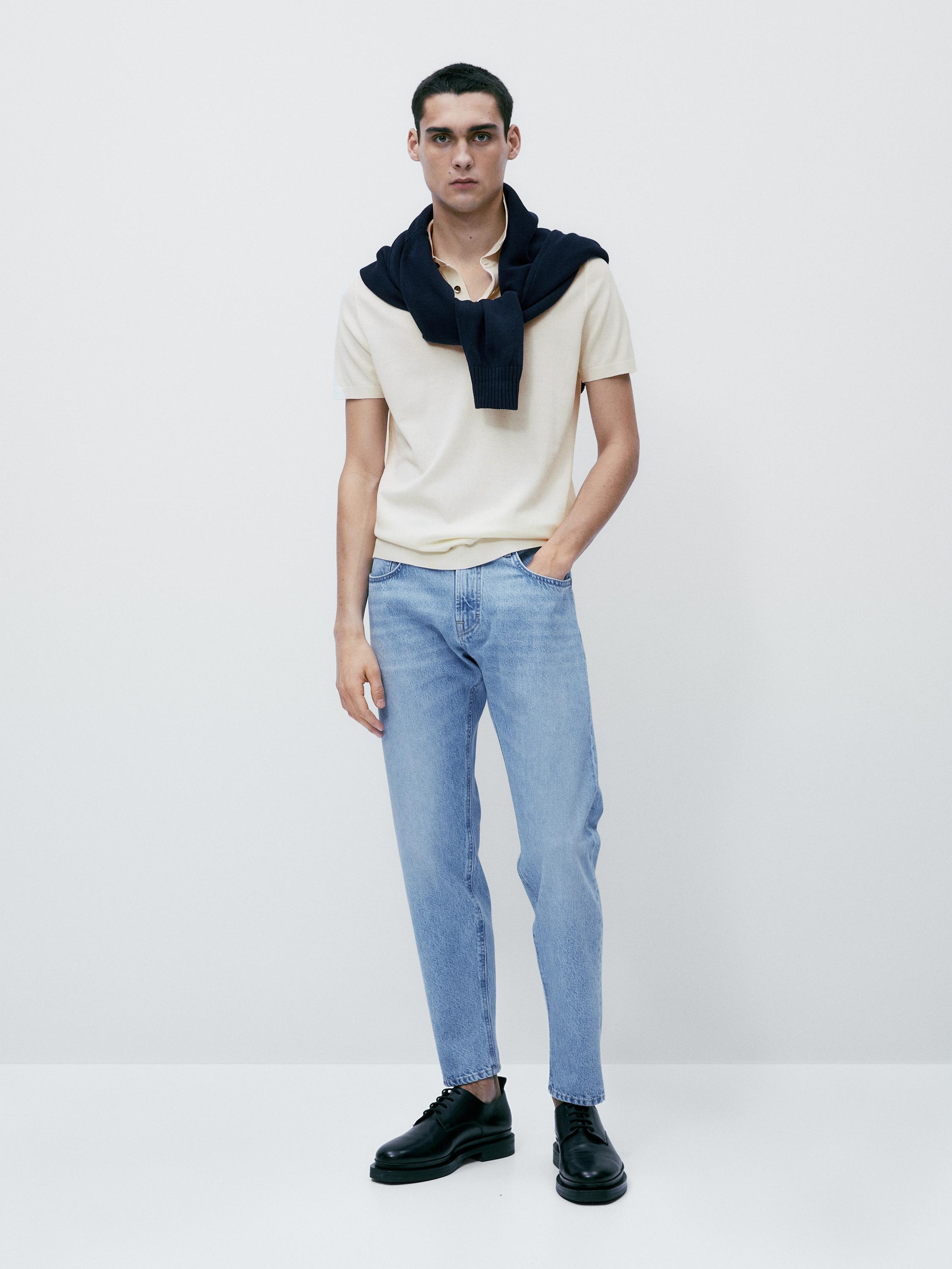 Short sleeve cotton polo sweater - Ecru | ZARA United States