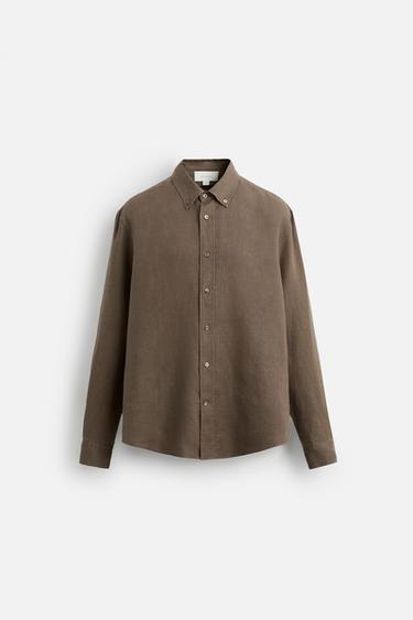 CAMISA 100% LINO - Tostado de Zara