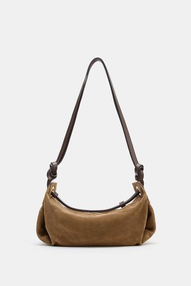 BORSA A SECCHIELLO ALLUNGATA IN PELLE - SABBIA/MARRONE di Zara