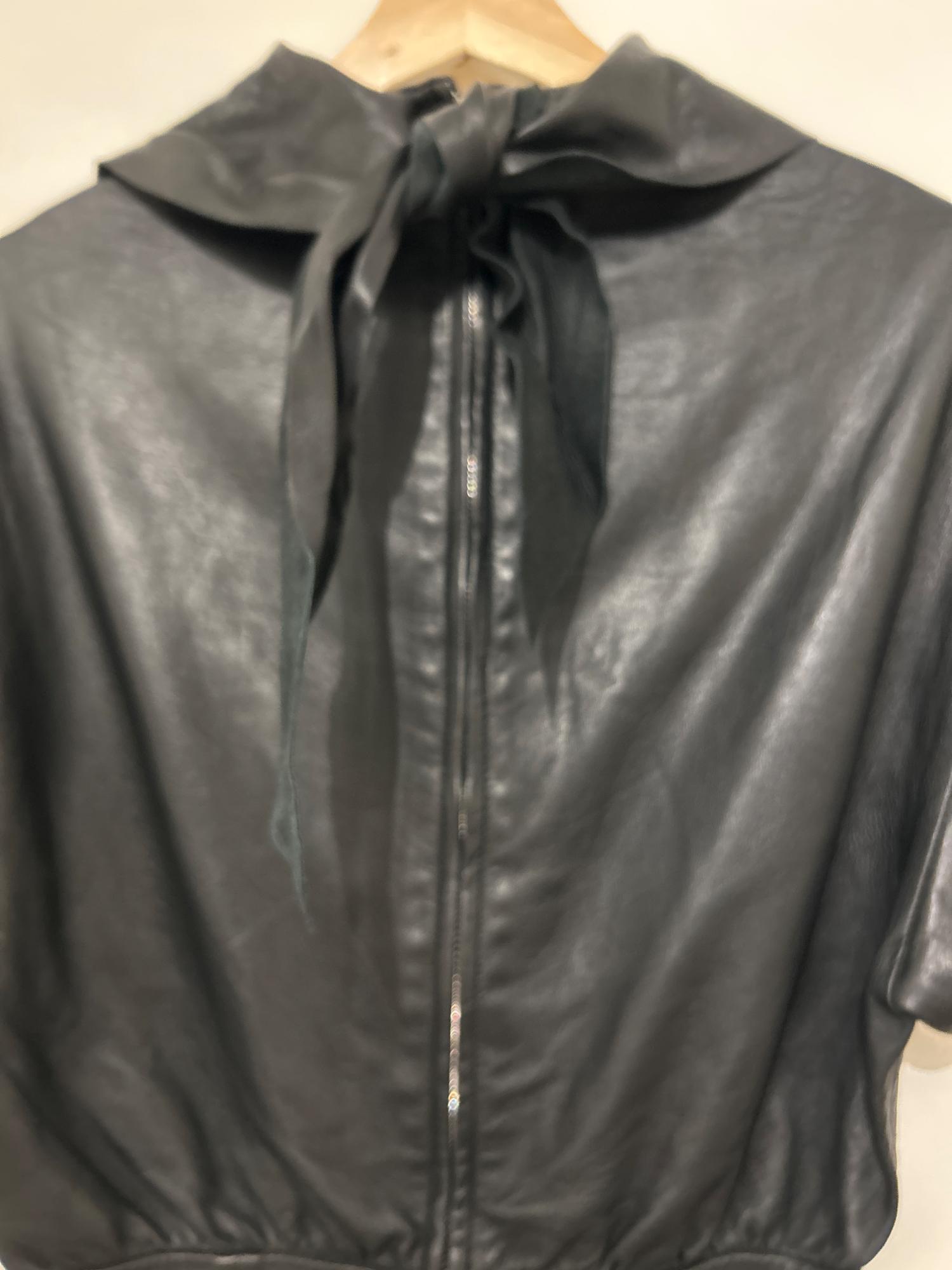 LEATHER DRESS WITH SCARF DETAIL