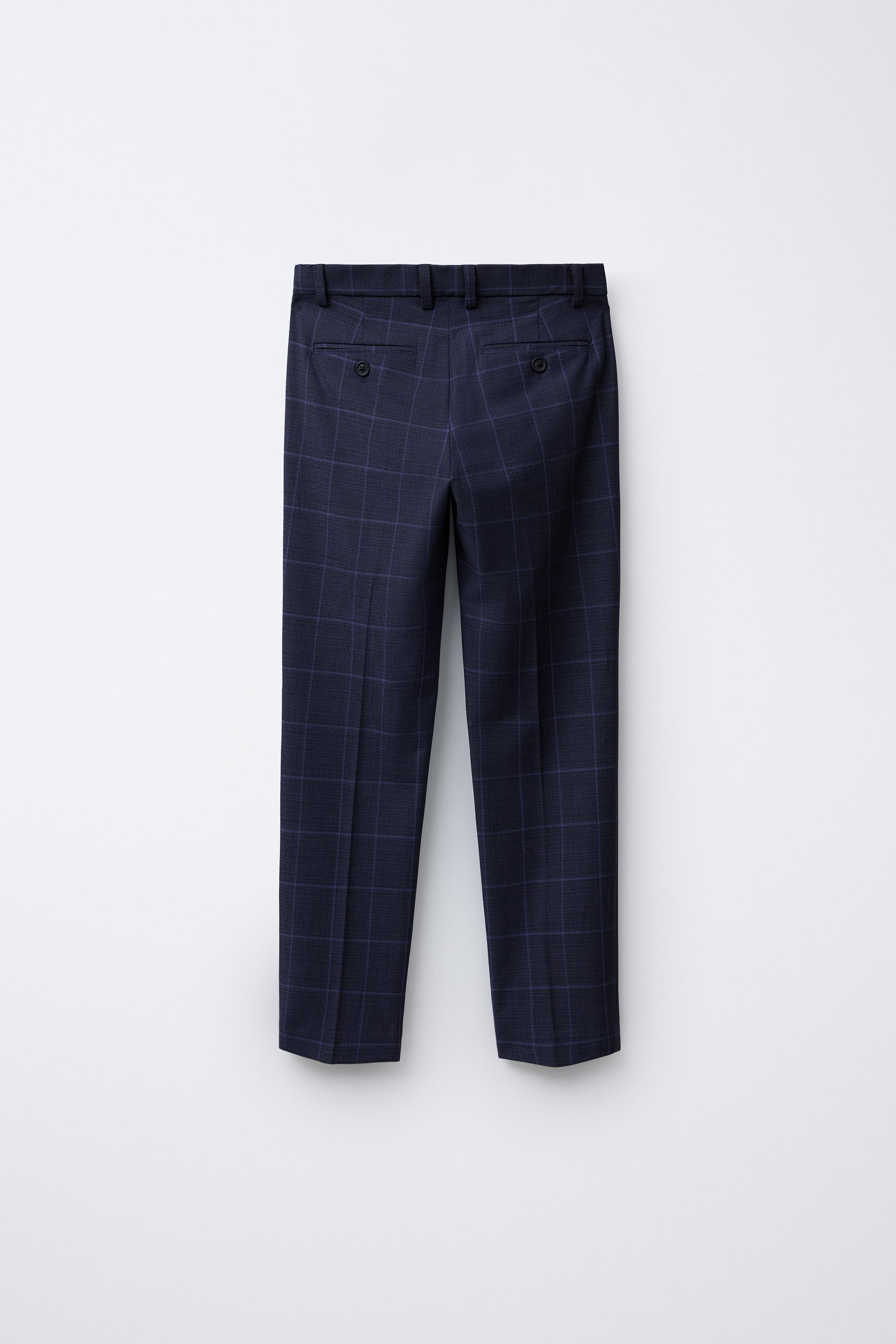 ZARA キッズ 新品 チェック柄ダブルブレザー パンツ 128 ネイビー 男の子用パンツ | ZARA 日本 ZARA キッズ 新品 チェック柄ダブル