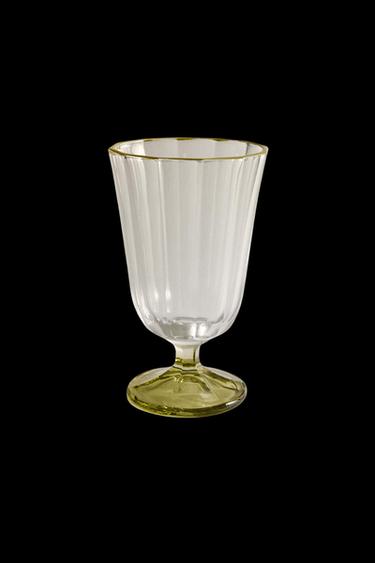 COLOURED RIM GLASS WINE GLASS - Green by Zara - Image 0