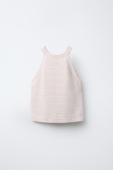 CROCHET KNIT TOP - Ecru by Zara - Image 1