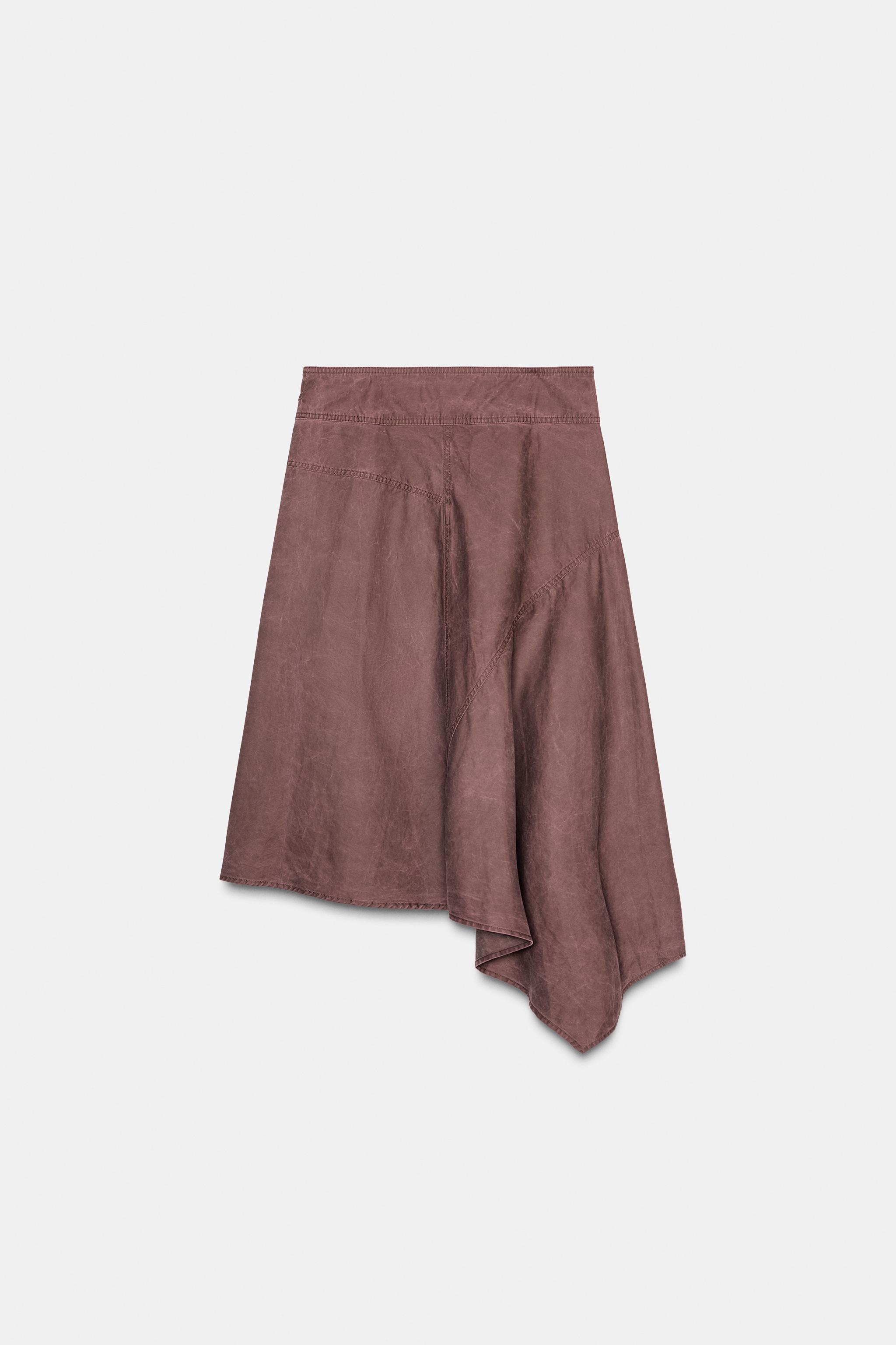 WASHED EFFECT ASYMMETRIC PAREO SKIRT