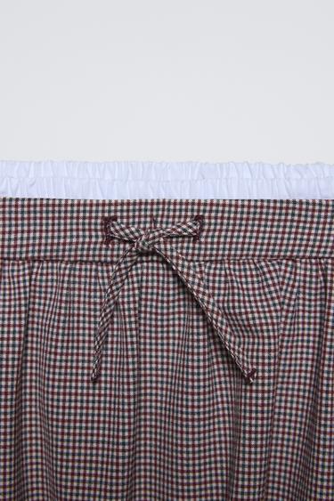 JUPE BALLON À CARREAUX - Bordeaux de Zara - Image 2