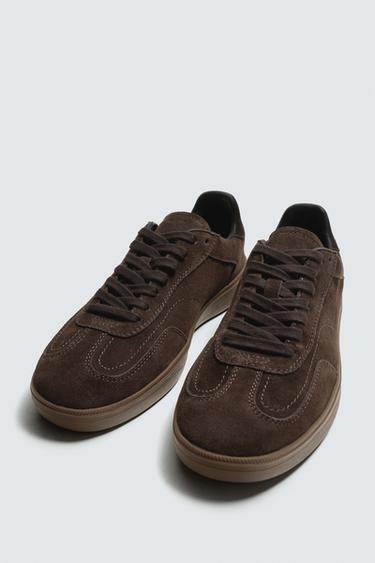 LEATHER TRAINERS - Brown by Zara - Image 4