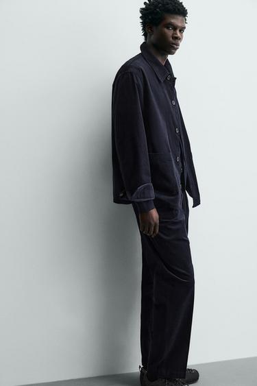 PANTALON REGULAR FIT EN VELOURS CÔTELÉ LÉGER - Bleu de Zara - Image 5