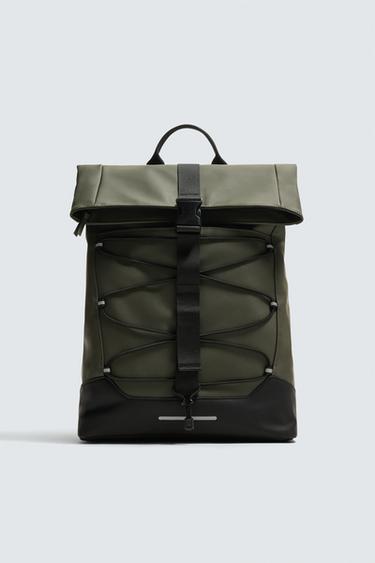RUBBERISED TECHNICAL BACKPACK - Khaki Green by Zara