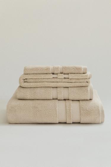 Zara EXTRA SOFT DOUBLE BORDER BATH TOWEL - Light sand