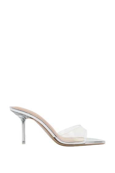 LAMINATED VINYL HEEL SANDALS - Silver by Zara