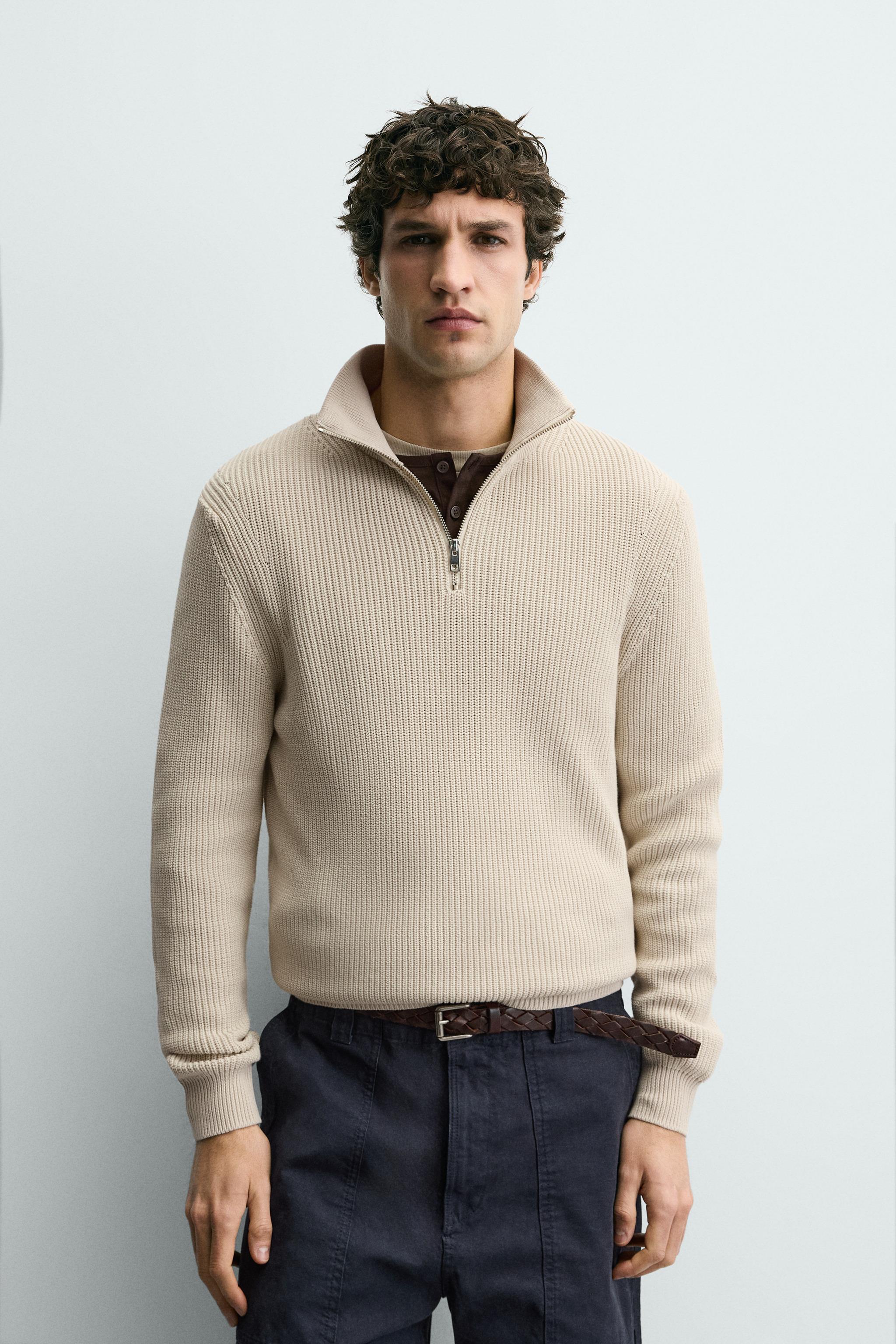 PURL KNIT QUARTER-ZIP JUMPER