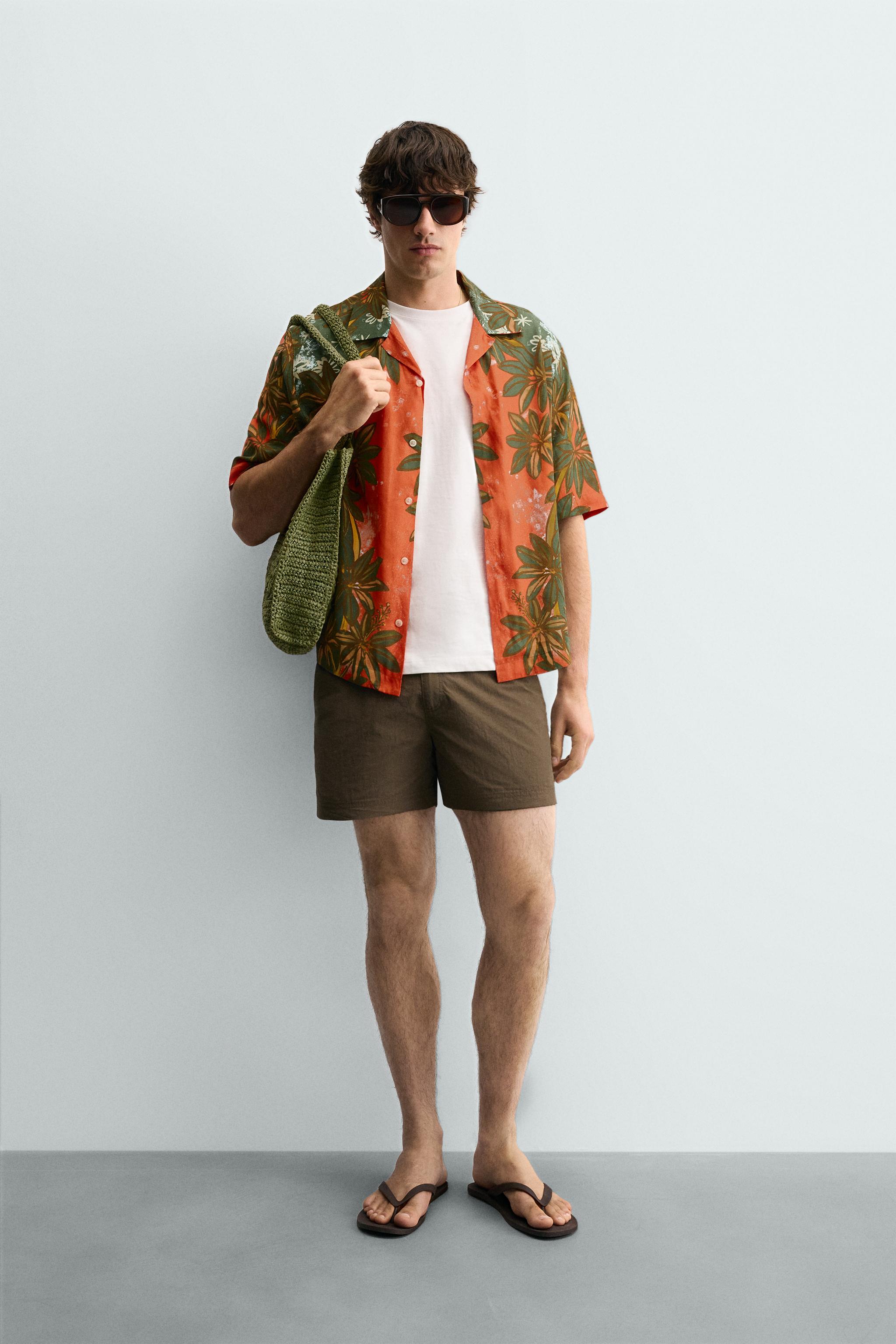 RELAXED FIT FLORAL PRINT SHIRT - Green | ZARA United States
