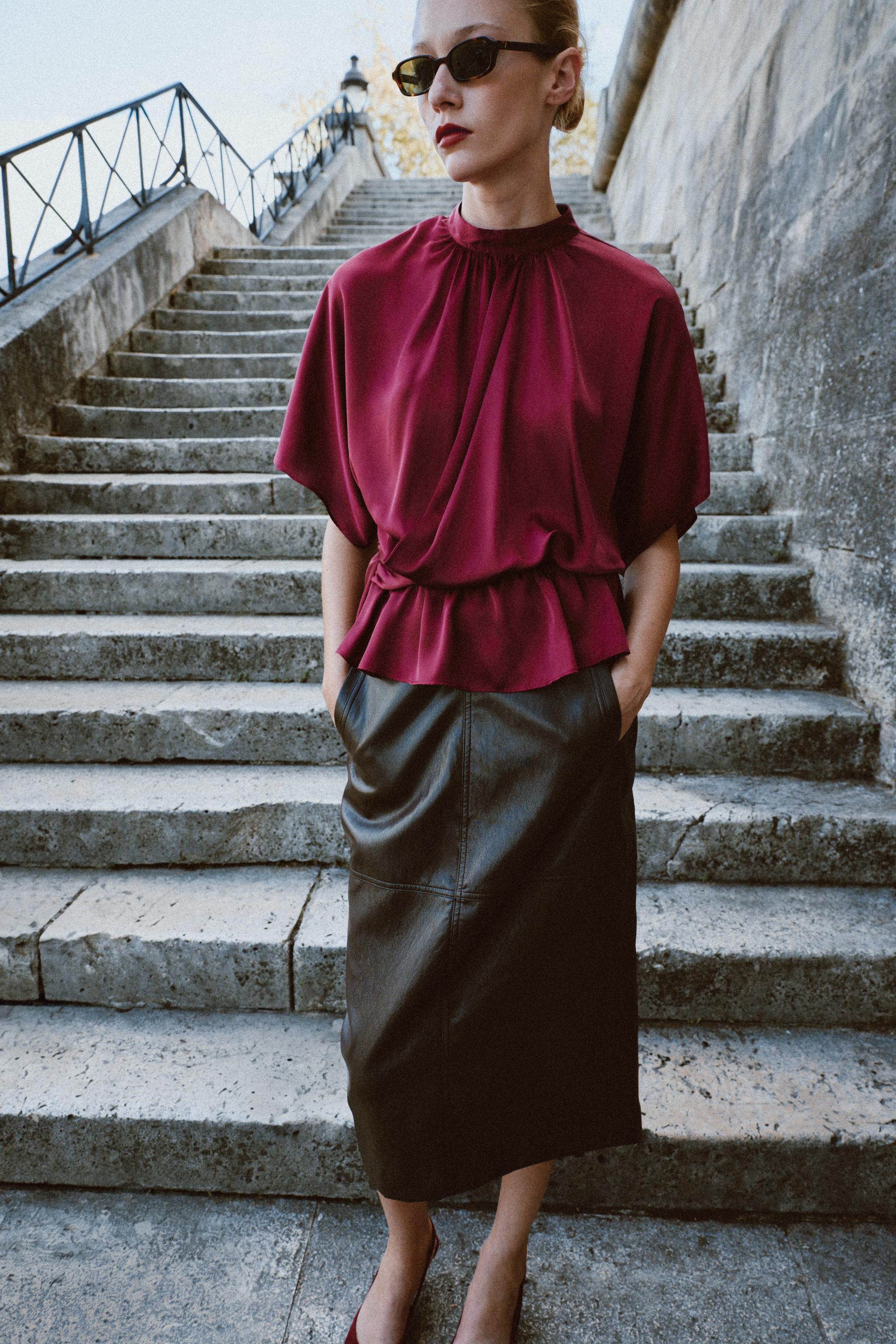Satin Draped Blouse by Zara