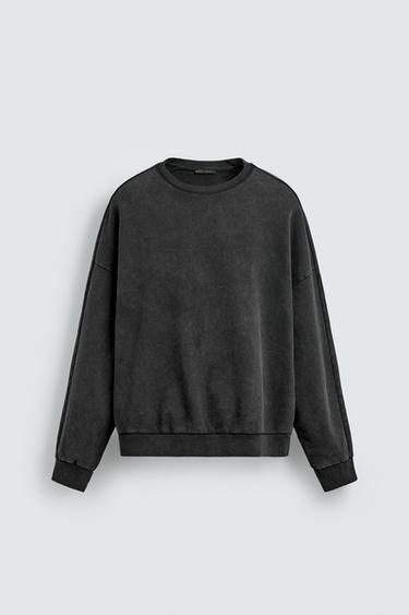 WASHED RELAXED FIT SWEATSHIRT - Black by Zara