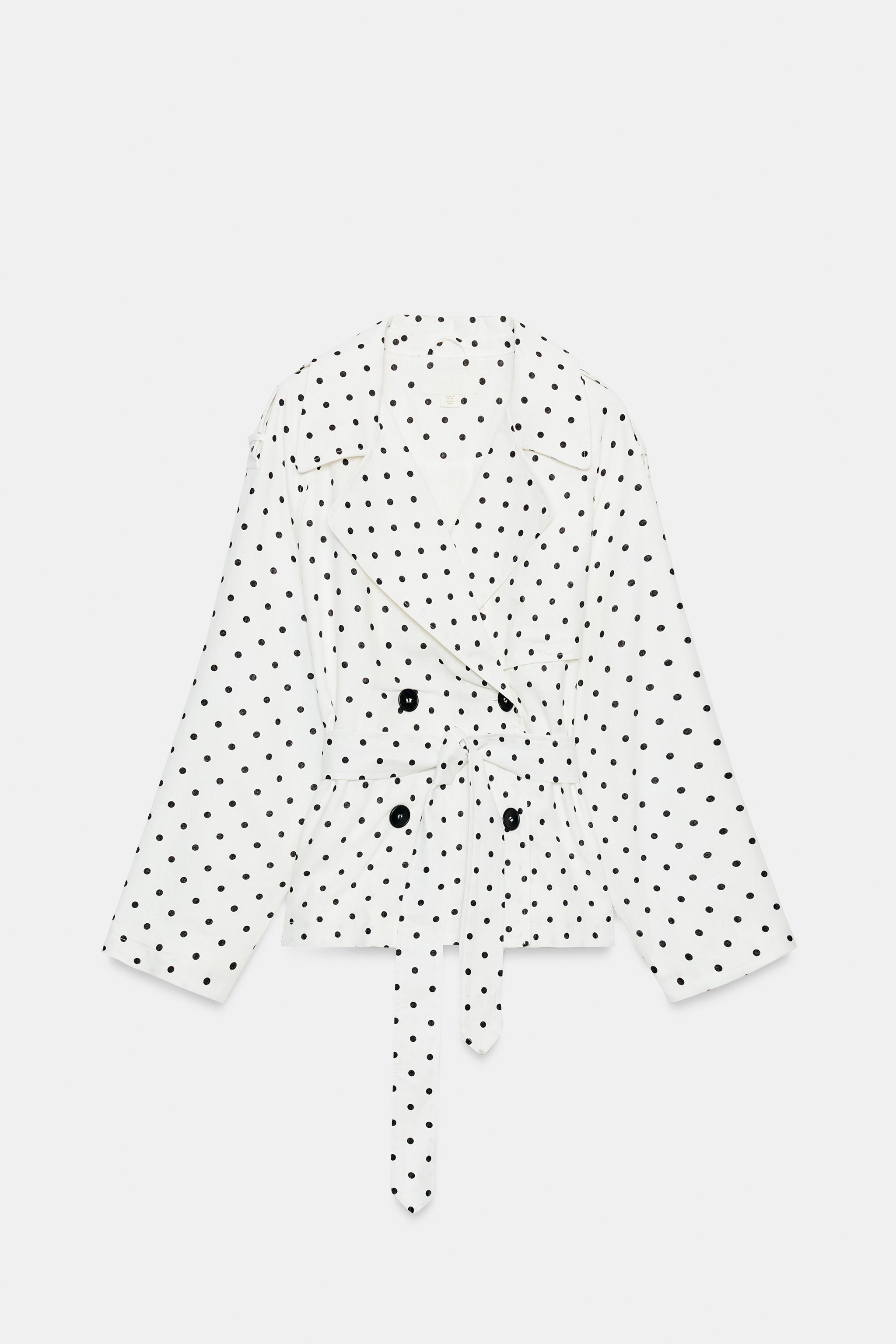 POLKA DOT BELTED TRENCH JACKET