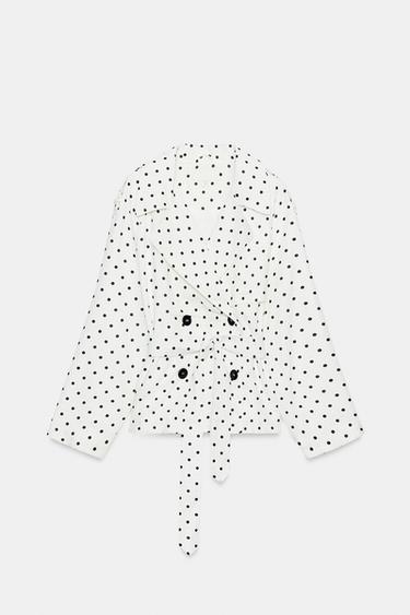 BLOUSON TRENCH CEINTURE À POIS - Blanc / Noir de Zara - Image 8