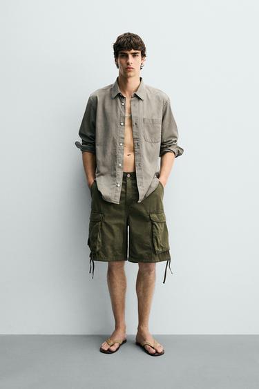 RELAXED FIT CARGO BERMUDA SHORTS - Khaki by Zara - Image 0