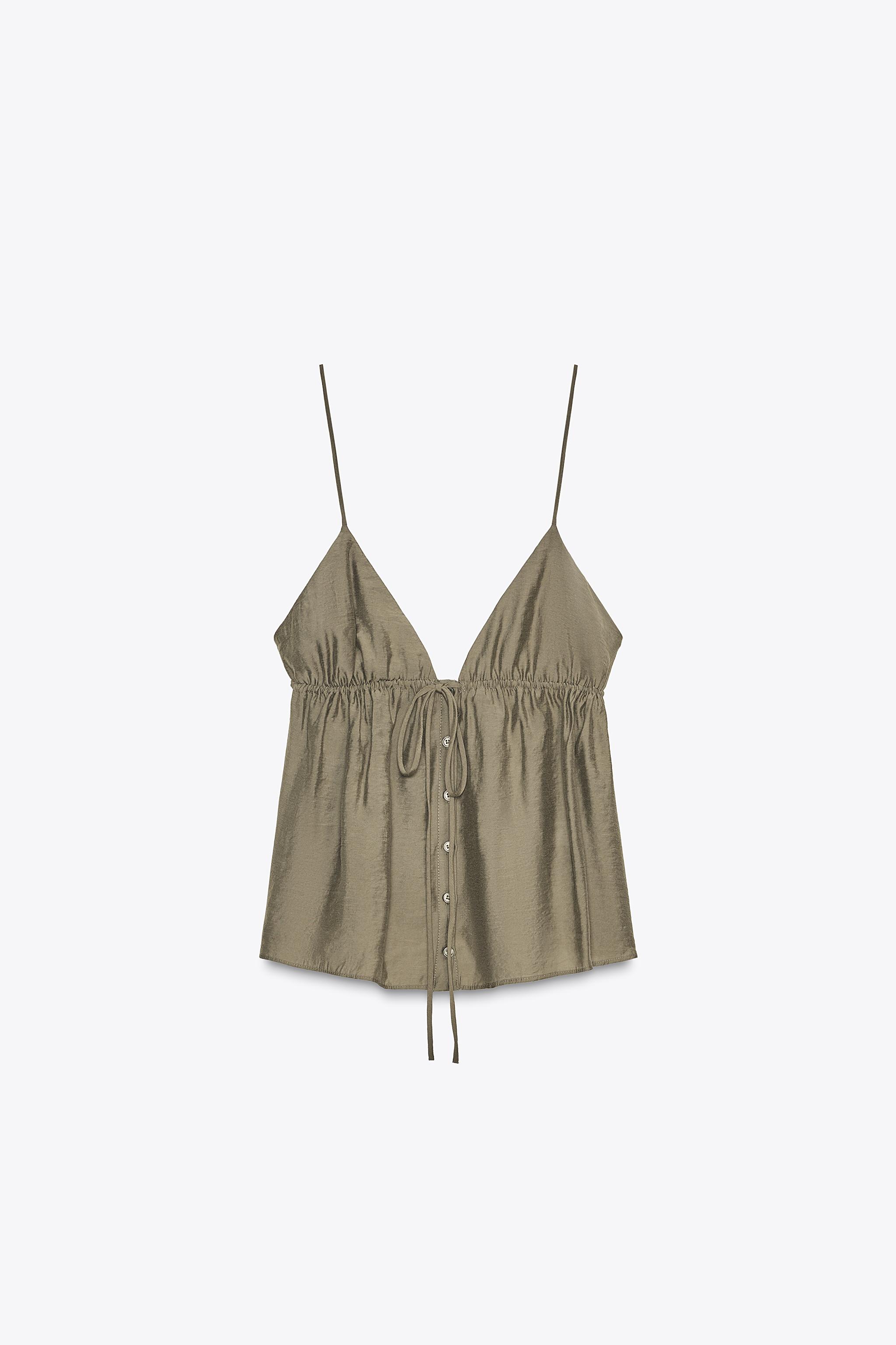 FLOWY STRAPPY TOP - Mid khaki | ZARA United States