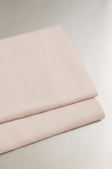 WASHED LINEN FLAT SHEET (140 GXM²) - Pale pink by Zara - Image 4