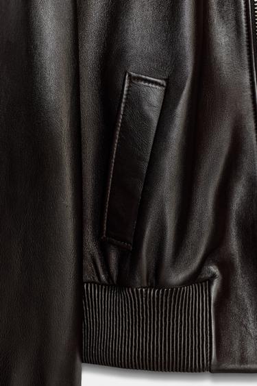 100% LEATHER BOMBER JACKET ZW COLLECTION - Brown by Zara - Image 7
