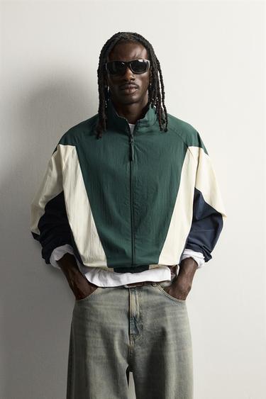 COLOUR BLOCK TECHNICAL JACKET - Green / Blue by Zara