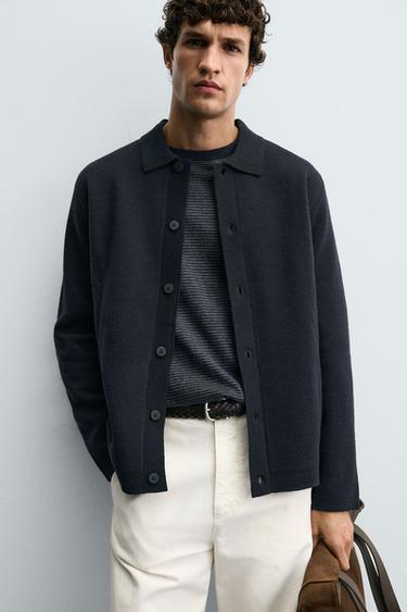 TEXTURED CARDIGAN WITH POCKETS - Navy blue by Zara - Image 4