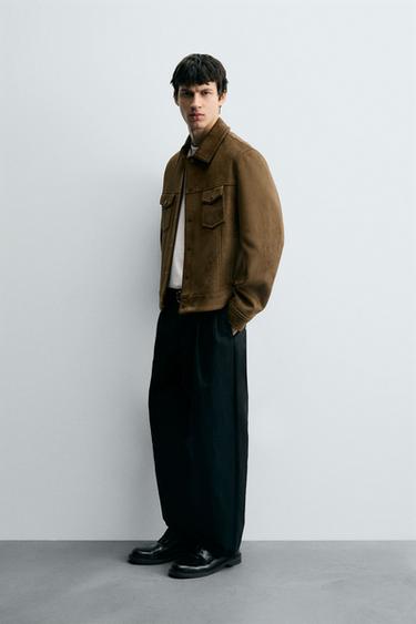 FAUX SUEDE REGULAR FIT JACKET - camel by Zara - Image 3