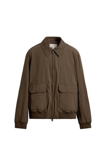 Zara REGULAR FIT TECHNICAL JACKET - Brown