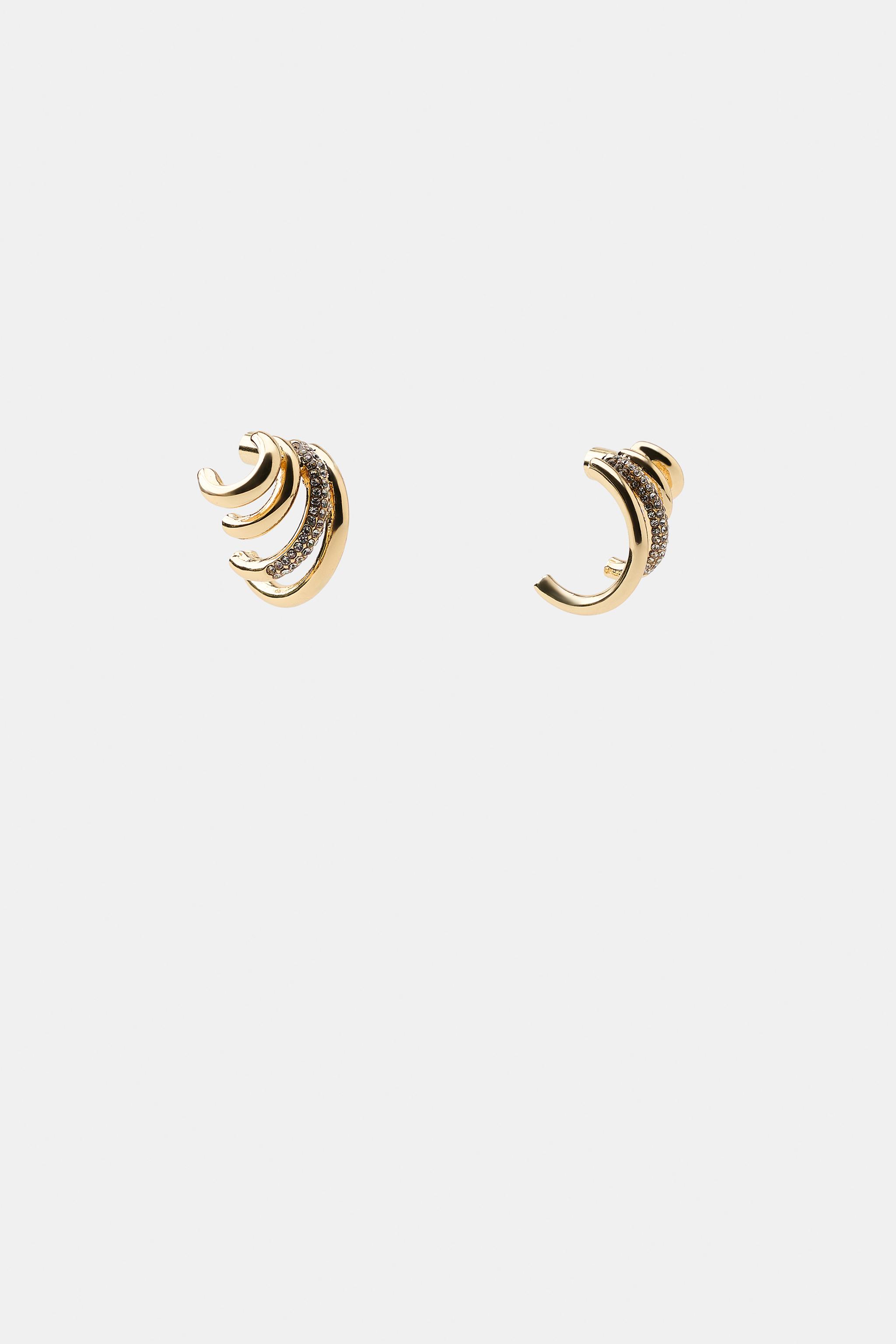 Женские аксессуары Zara METALLIC RHINESTONE EARCUFF EARRINGS — фото 6