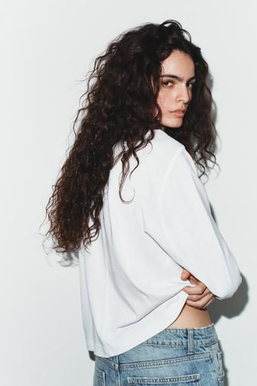 LONG SLEEVE SEAMED T-SHIRT - White by Zara - Image 3