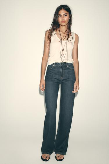 JEANS Z1975 STRAIGHT FIT TIRO ALTO - Azul / Verde de Zara