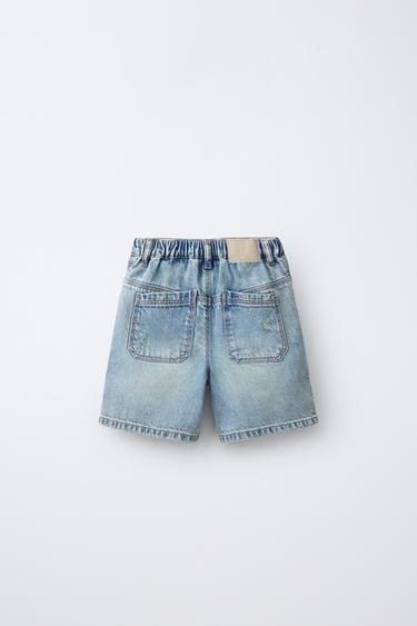 RIPPED DENIM BERMUDA SHORTS - Mid-blue by Zara - Image 1