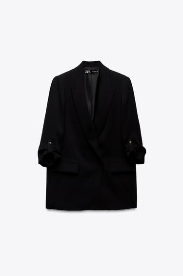 BLAZER DE MANGA DOBRADA - Preto da Zara