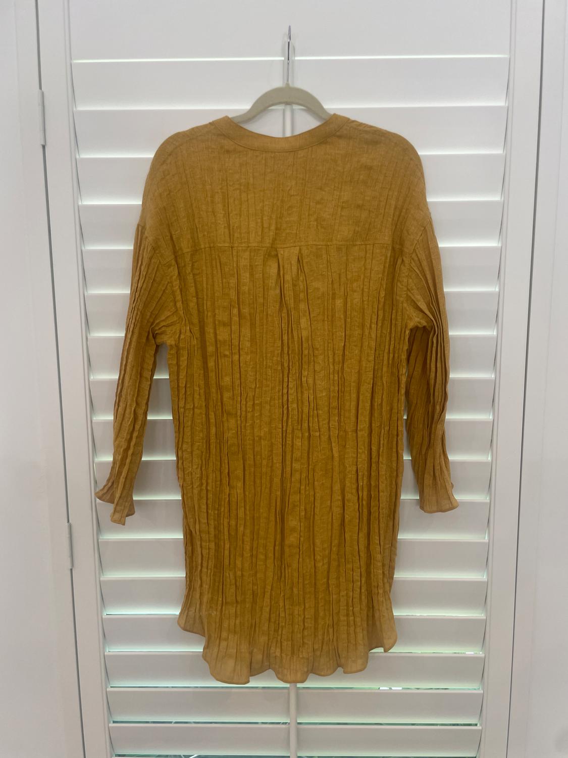 PLEATED LINEN BLEND TUNIC DRESS ZW COLLECTION - Image 2