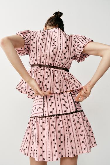 EMBROIDERED TOP WITH BOW - Pink by Zara - Image 4