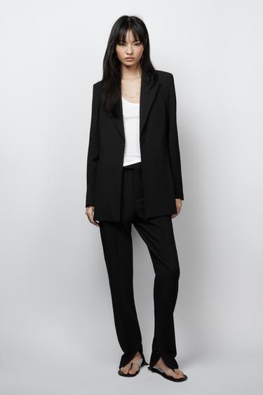 ZW COLLECTION LIMITED EDITION SLIM WOOL BLEND TROUSERS - Black by Zara