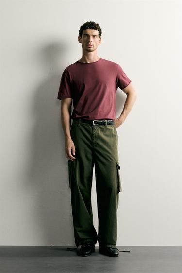 BASIC IRREGULAR FINISH T-SHIRT - Burgundy by Zara - Image 0