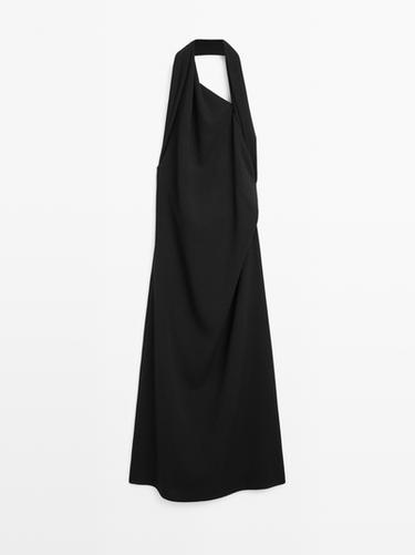 Zara Long halter dress with back detail - LIMITED - Black