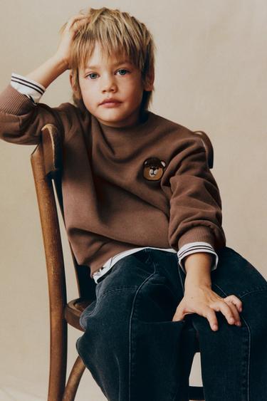 SUDADERA OSO BORDADO - Marrón de Zara