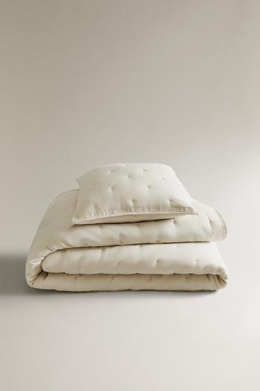 MICROFIBRE QUILTED BEDSPREAD - Light beige by Zara