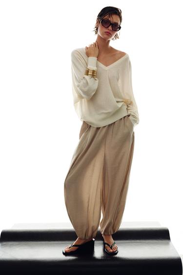 SAROUEL TROUSERS WITH ELASTIC WAIST - Brick by Zara