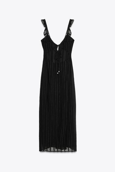 ROBE MI-LONGUE LINGERIE FIL MÉTALLISÉ - Noir de Zara - Image 9