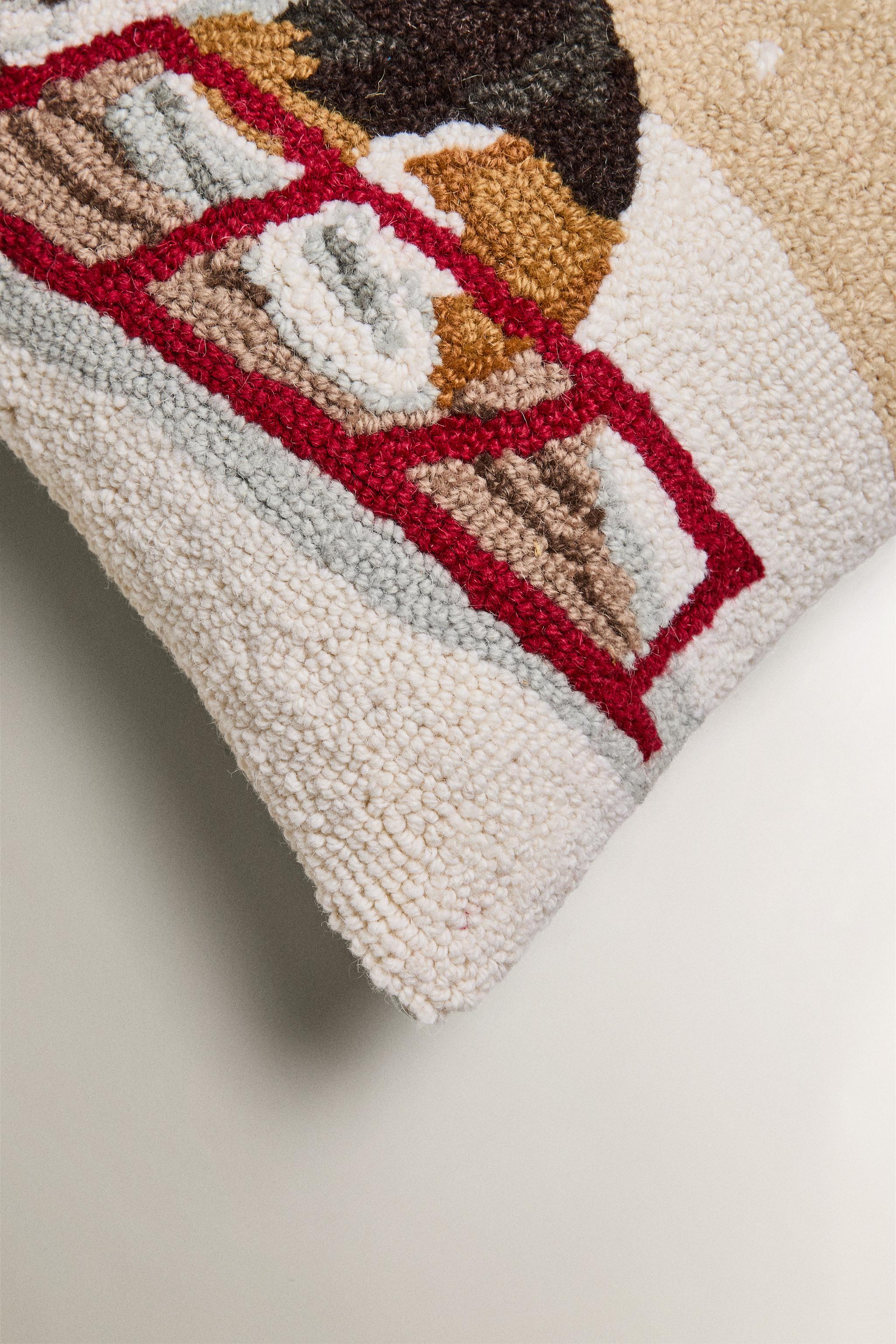 DOG ON A SLEIGH CHRISTMAS WOOL THROW PILLOW COVER