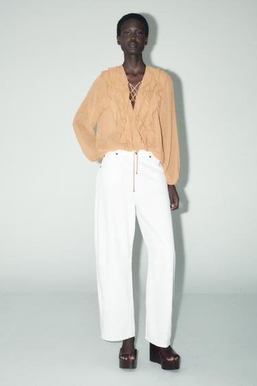 Zara RUFFLED SHIRT - Mustard - Image 0