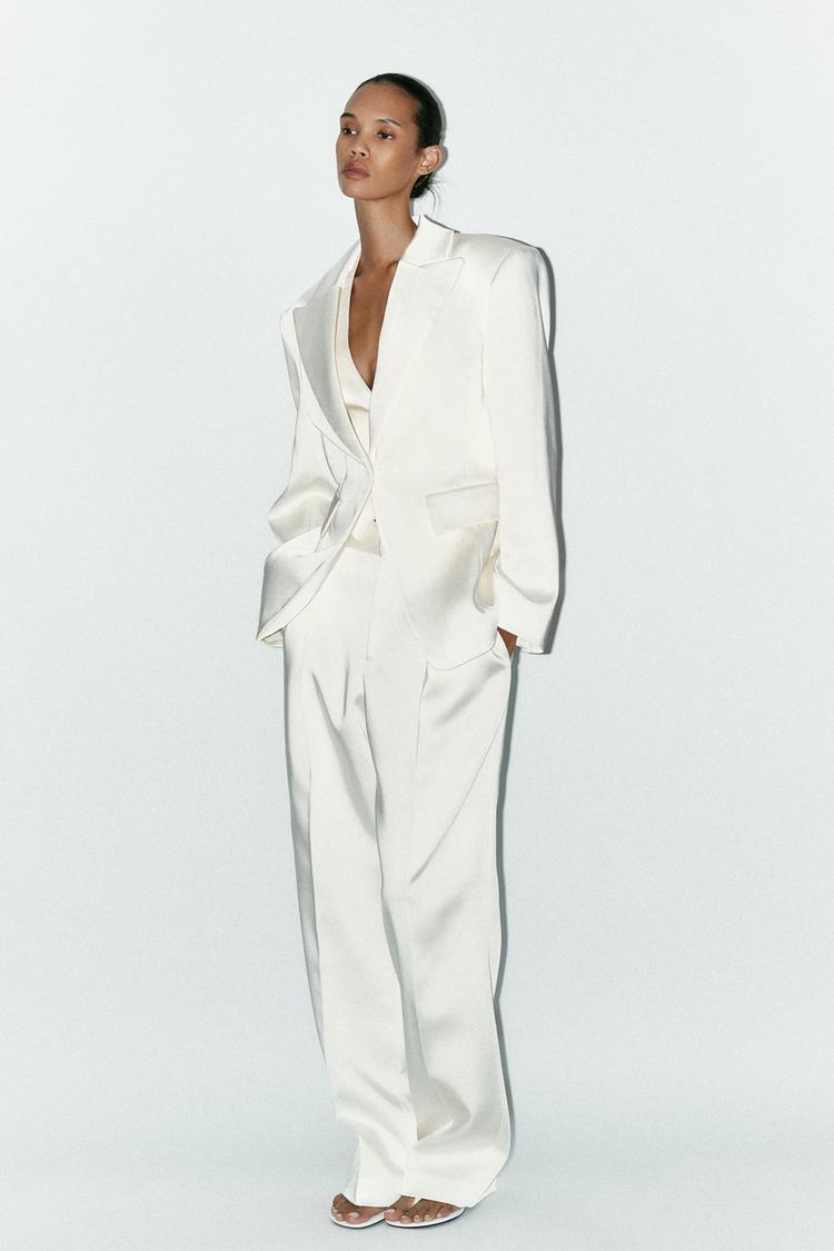 SATIN BLAZER Oyster-white ZARA South Africa - Main Image