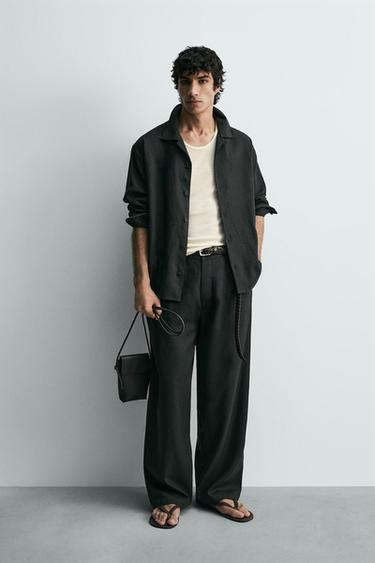 CAMISA RELAXED FIT LINO - VISCOSA - Negro de Zara - Imagen 0