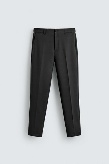 WASHABLE + QUICK DRY CHECK SUIT TROUSERS - Anthracite Grey by Zara